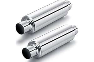 Relaxweex 2 Pcs 2.5" Inlet Exhaust Resonator, 2.5" Inlet 2.5" Outlet 16" Overall Length Muffler Resonator Stainless Steel