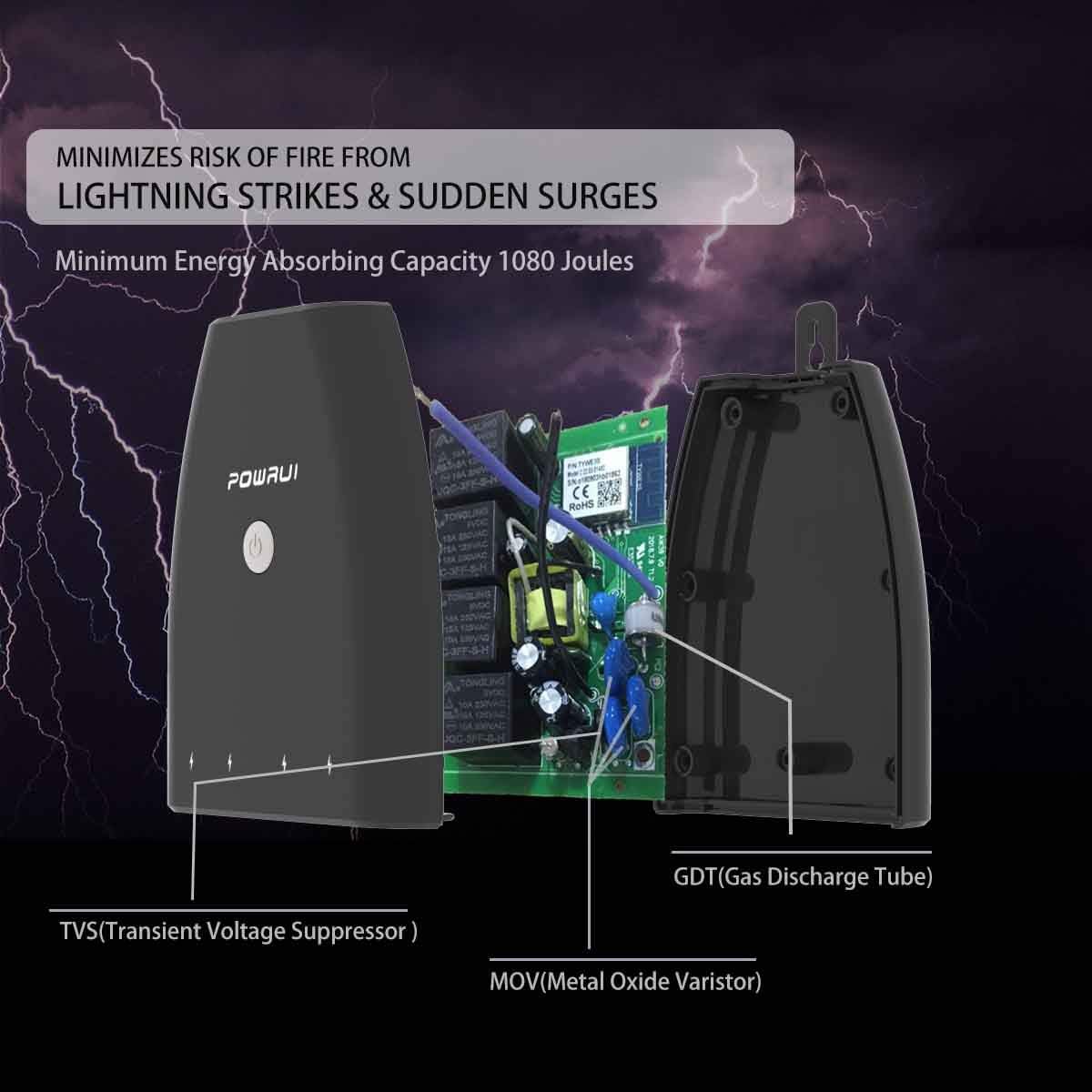 Outdoor Smart Plug, Surge Protector, POWRUI Smart Power Strip with 4-Outlet Extender, Remote Control, Timer, Weatherproof for Indoor and Outdoor Use, Compatible with Alexa, Google Assistant and IFTT: Electronics