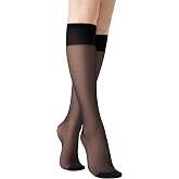 leg elegant 6 Pairs Sheer Knee High Stockings for Women, Reinforced Toe, Multicolors, 15 Denier Nylon Spandex Blend