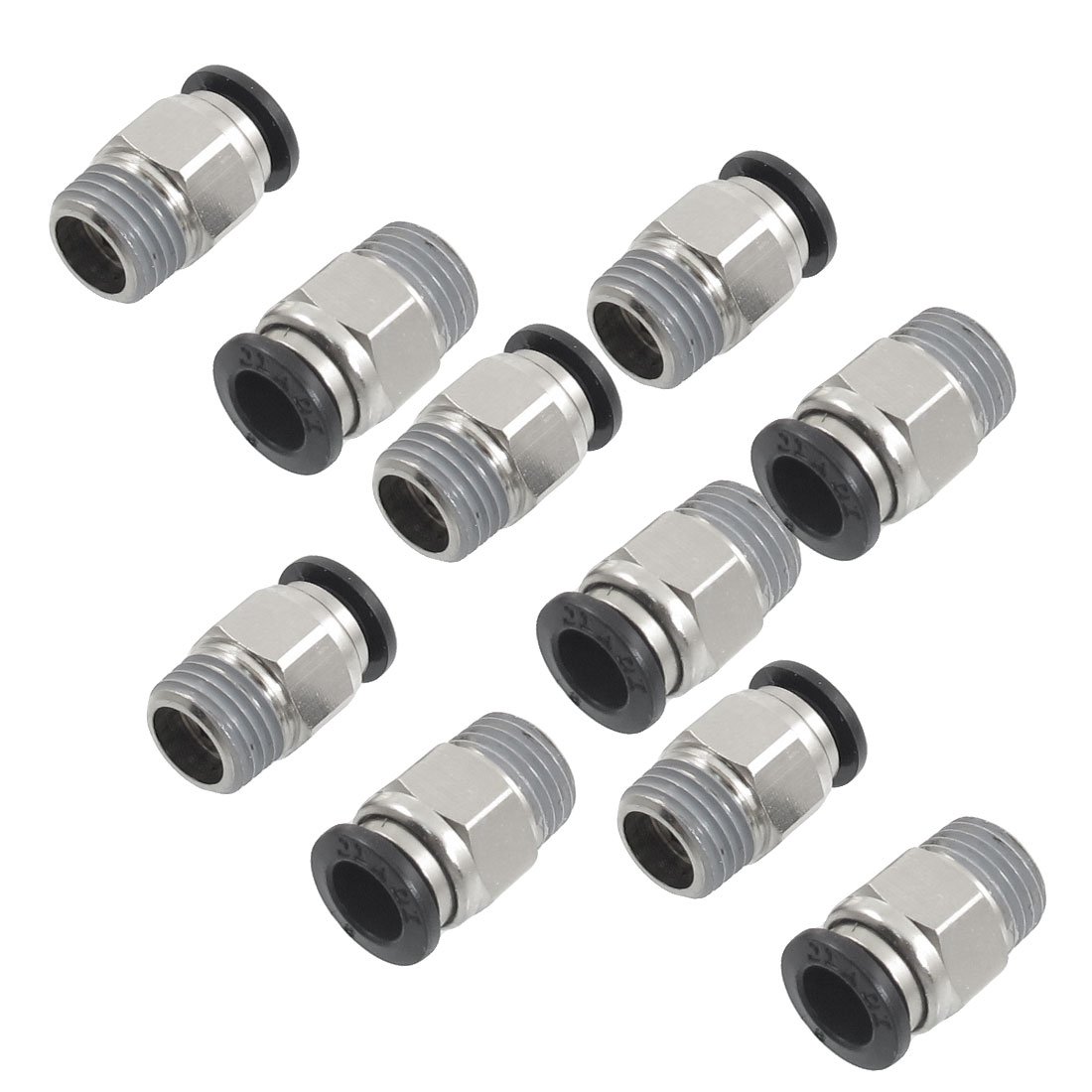 sourcing map 10 Pcs 1/4" PT Male Thread 8mm Push in Joint Pneumatic Connector Quick Fittings