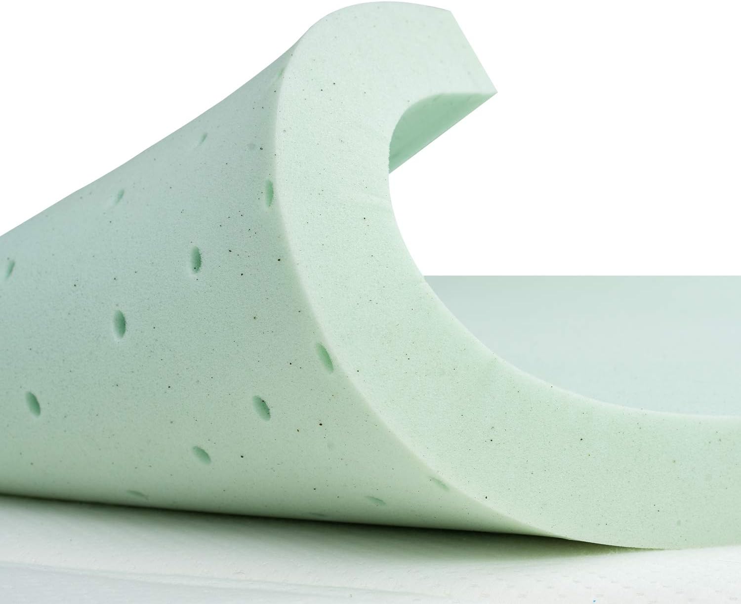 BedStory 2 Inch Memory Foam Mattress Topper, Green Tea