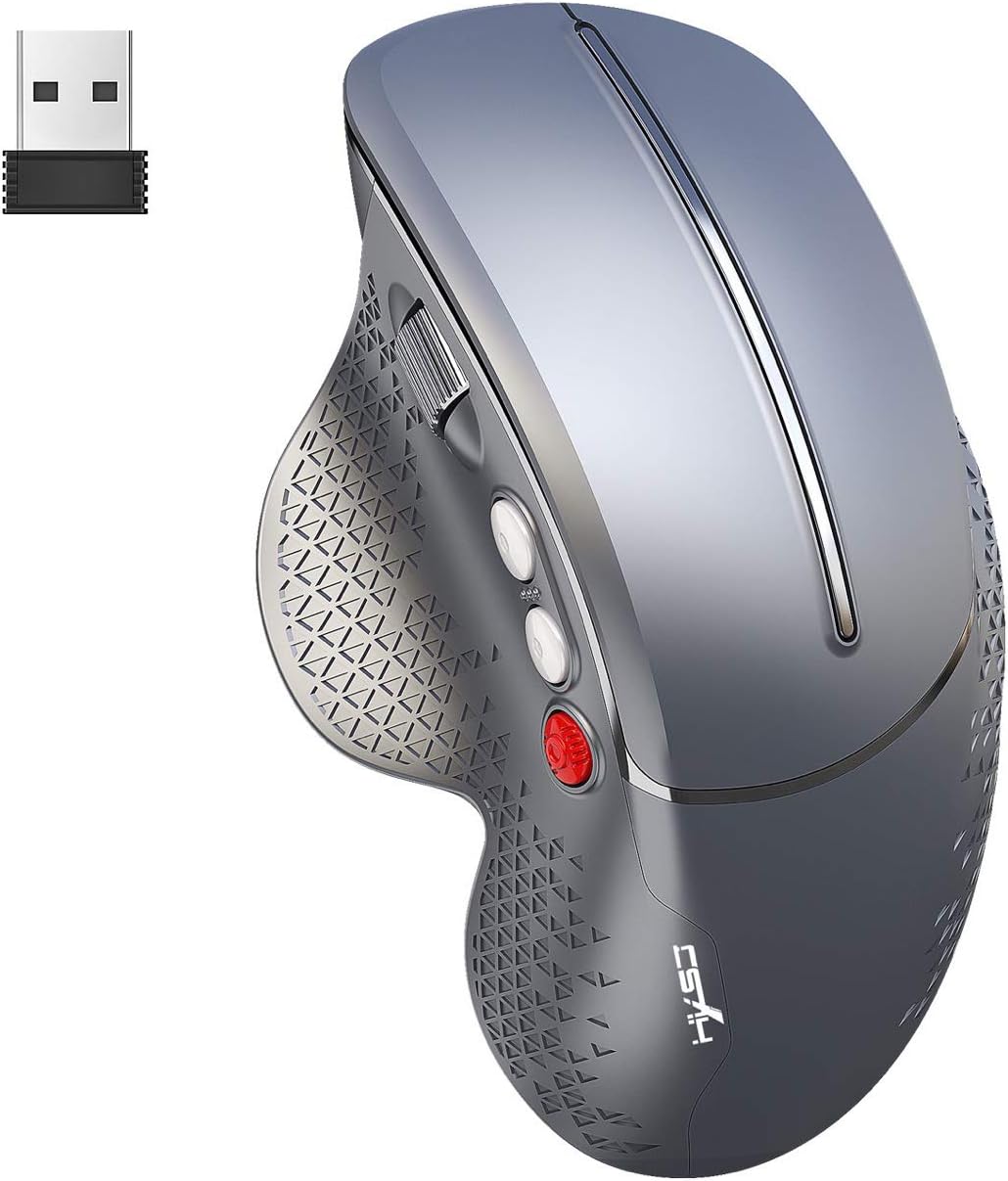 2.4G Wireless Portable Mobile Mouse, Side Scrolling and Ergonomic Design Reducing Wrist Pain, 4 Adjustable DPI 800/1600/2400/3600, Next/Previous Page Buttons for Laptop, Desktop, PC (Silver)