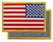 American Flag Embroidered Patch Reverse Gold Border w/Velcro Brand Fastener