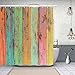 NYMB Vintage Colorful Wallpaper Artwork Painted on Wood Shower Curtain 69X70 inches Polyester Fabric Shower Curtain Bathroom Fantastic Decorations Bath Curtains Hooks Included