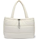 Queenoris Puffer Tote Bag for Women, Large Quilted Lightweight Satchel Purse Travel Gym Bag