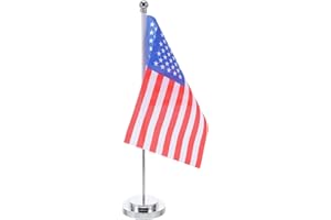 Mobestech American Desk Flag with Iron Base, Small Usa Tabletop Flag Decor for Office and Home Patriotic