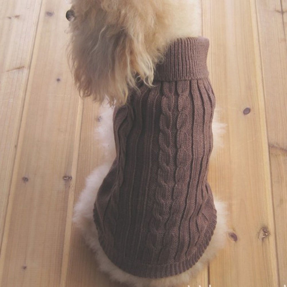 Tangpan Turtleneck Classic Straw-Rope Pet Dog Sweater Apparel (Brown,M) โ image 1