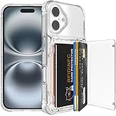 Wuwedo for iPhone 16 Clear Wallet Case with RFID Blocking Card, Up to 5 Cards, Hybrid Protective Case with Card Holder, TPU + PC, Anti-Yellowing, 6.1" 2024