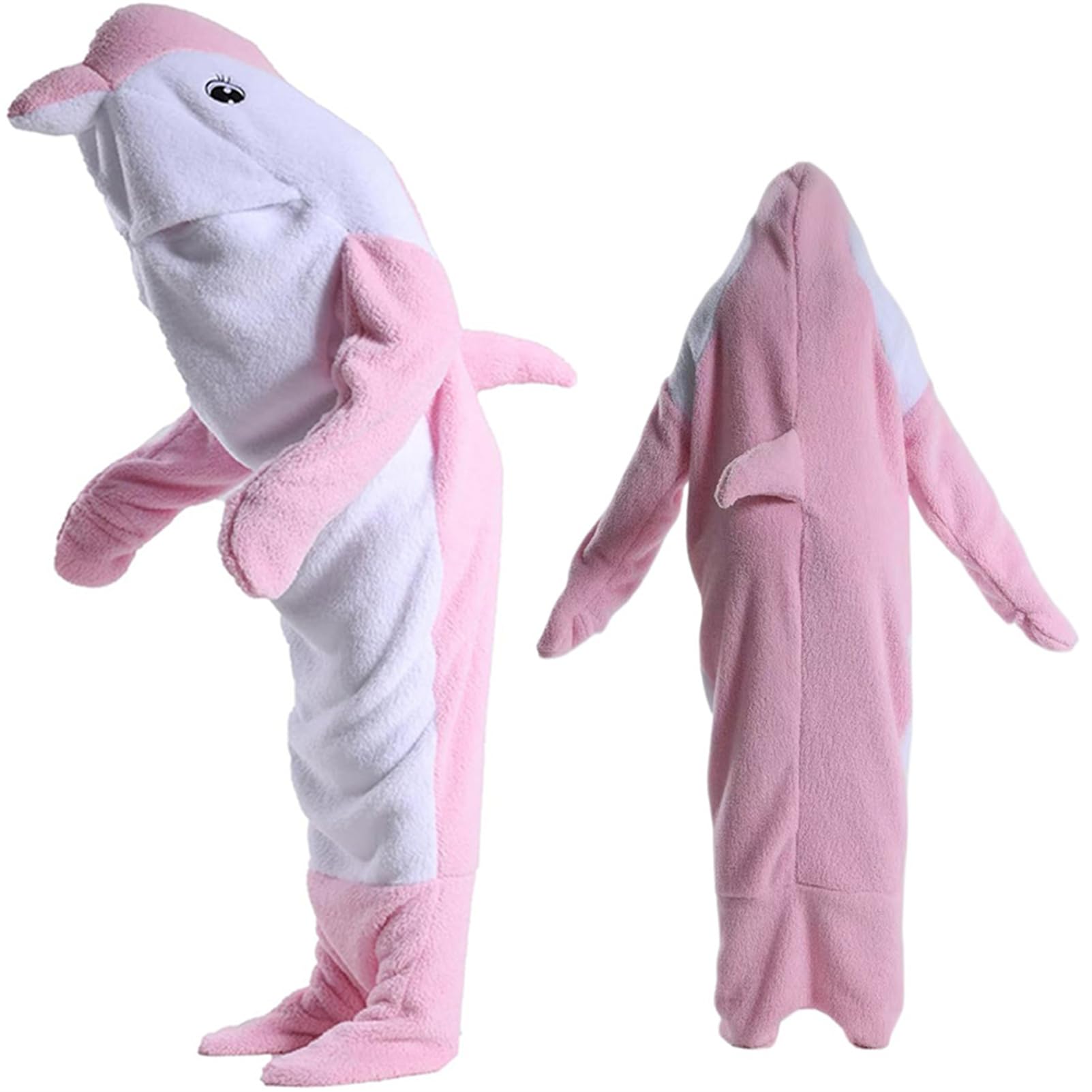 HULG Dolphin Blanket Onesie Adults - Soft Cozy Dolphin Blanket - Wearable Fleece Throw Flannel Dolphin Tail Hoodie - Oversized Dolphin Sleeping Bags Costume For (Pink,L)