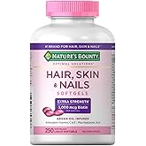 Nature's Bounty Hair Skin and Nails 5000 mcg of Biotin - 250 Coated Tablets Extra Strength