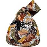 BAR AUTOTECH Stylish Cotton Japanese Pattern Wrist Bag Sleeve Knot Pouch Portable Canvas Tote Purse for Female, Women | Stylish, Cotton, Japanese Pattern, Sleeve, Knot Pouch, Portable