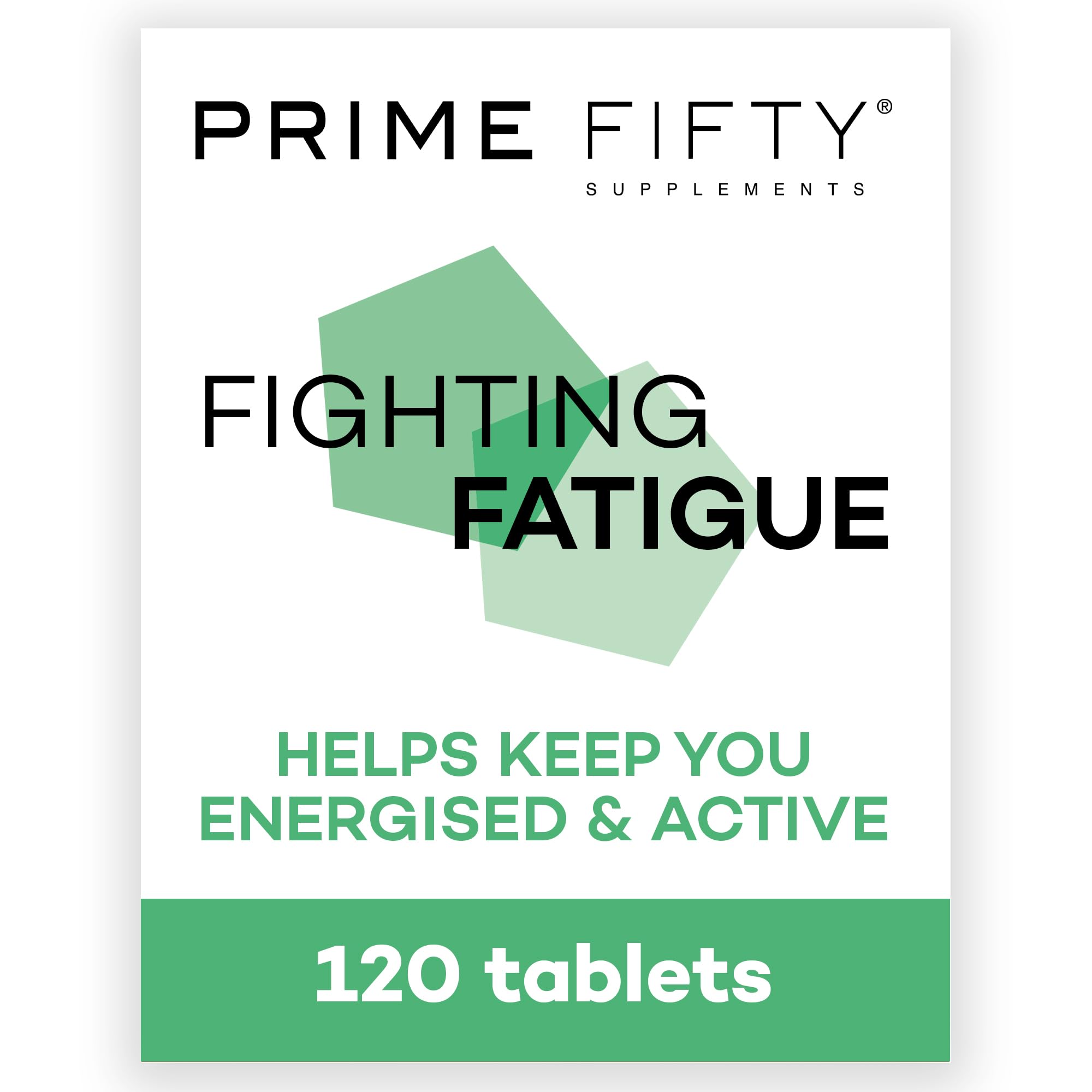 Prime Fifty Fighting Fatigue Supplement – 120 Day Supply – Energy Tablet with Vitamin B12, Magnesium & Iron for Over 50s – Co-Enzyme & C,D&B Vitamins
