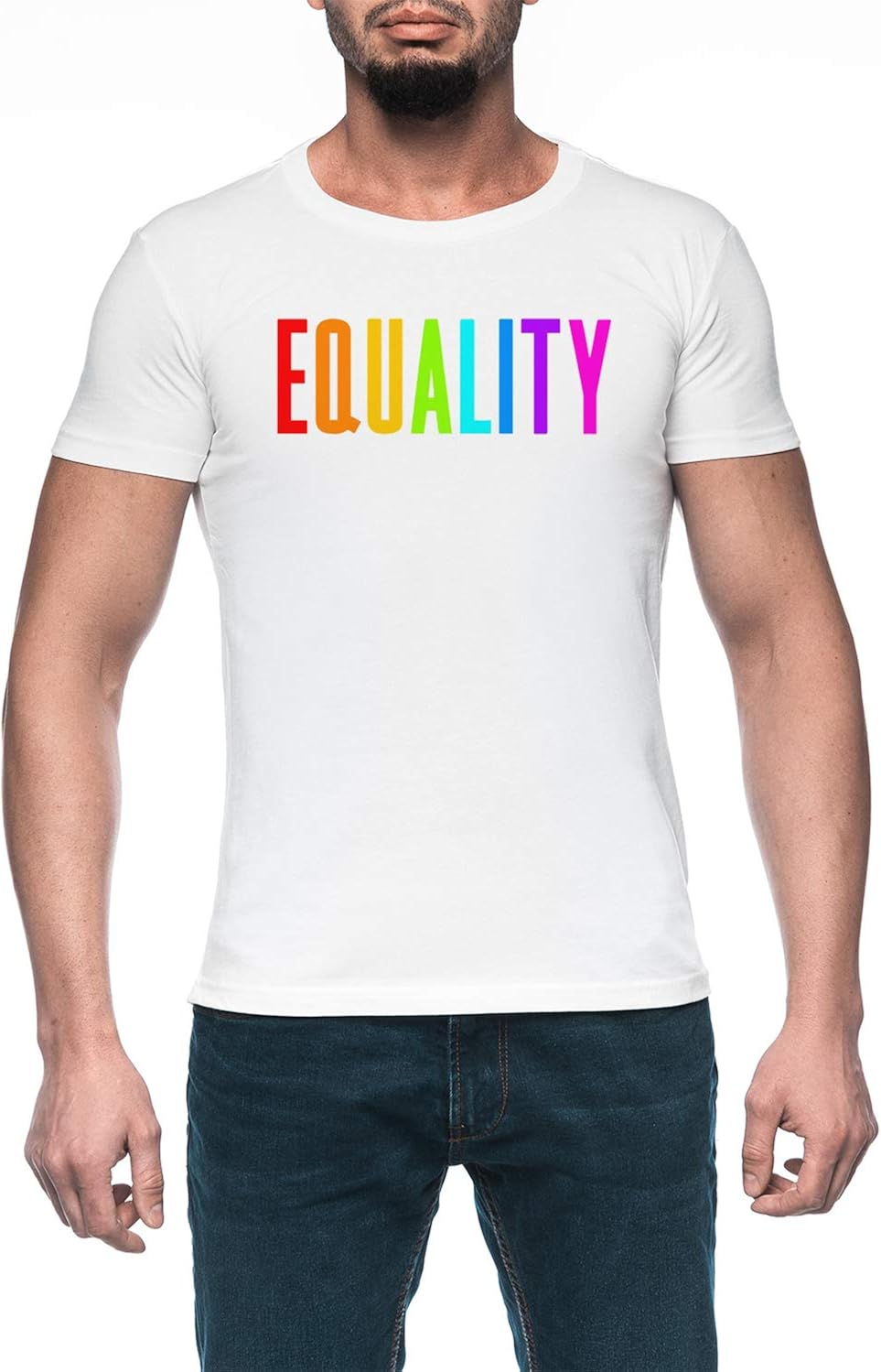 Equality Rainbow Gay Hombre Blanco Camiseta Manga Corta Mens White T-Shirt: Amazon.es: Ropa y accesorios