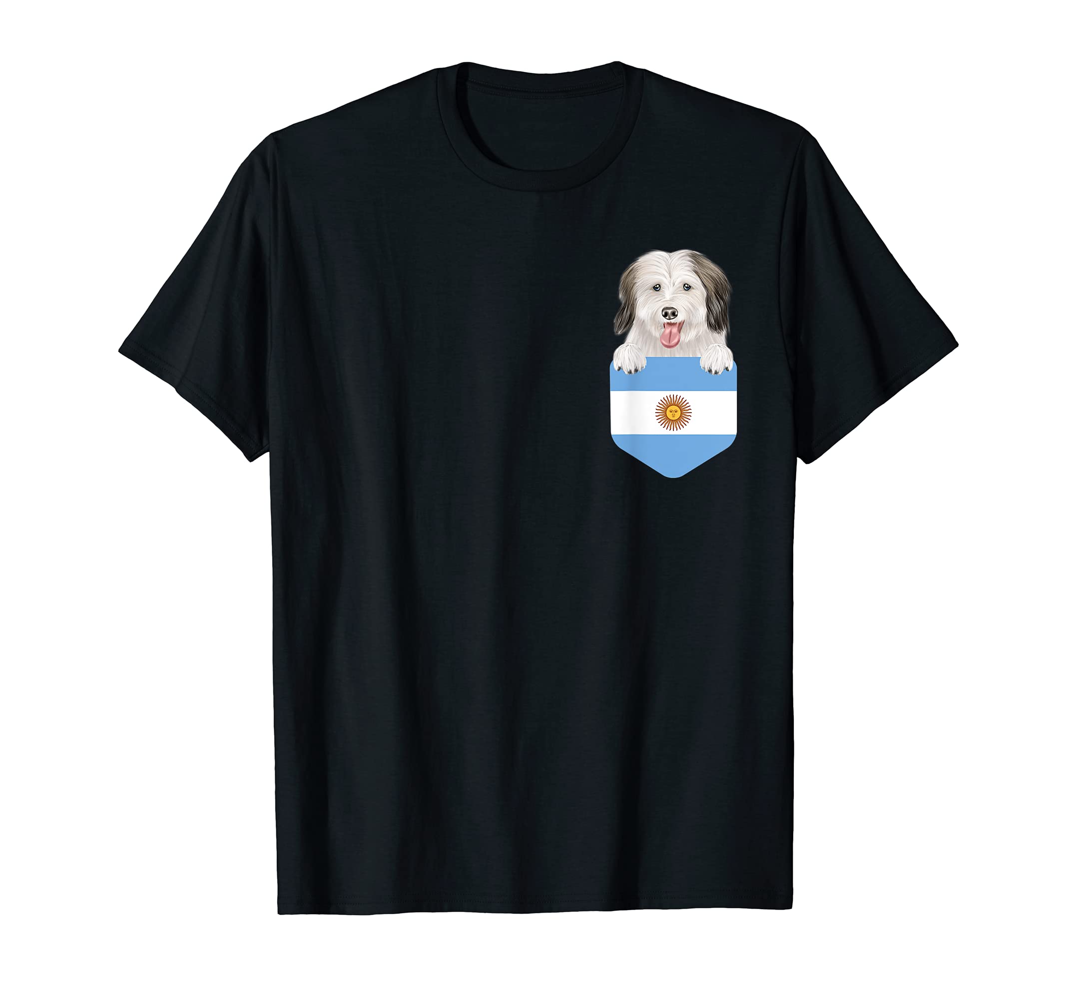Argentina Flag Coton de Tulear Dog In Pocket T-Shirt