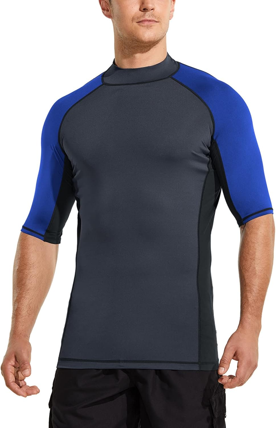 TSLA Men's Rash Guard Swim Shirts, UPF 50+ Quick Dry Mid/Short Sleeve Swimming Shirt, UV/SPF Water Surf Shirts: Sports & Outdoors