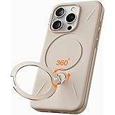 TORRAS 360 Spin Stand for iPhone 15 Pro Case, Fit for Magsafe, Mil-STD Protective Hard PC Scratch-Resistant Case for iPhone 15 Pro Phone Case Desert, Ostand Spin, Dune Beige, 6.1 inch