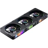 JONSBO ZC-360B 3.38"x3 Screen PC Fan,3 Magnetic 3.38 LCD Screen Control Software,Integrated Link Fan,Customize Display Patterns,Data,Video Upload and Playback,Screen Set Freely,Dual Ball Bearing,Black