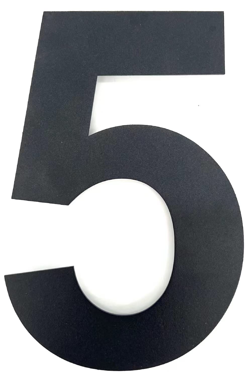 CAVATINY House Number in Jet Black RAL 9005 Solid Stainless Steel Arial Font Fine Structure Powder Coating Includes Mounting Material Height 20 cm Number 5