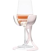 VoChill Stemmed Wine Glass Chiller | Made in USA | Radically cool wine tool – keeps wine perfectly chilled in your glass | Refreezable Chill Cradle actively chills (Blush, Single VoChill)