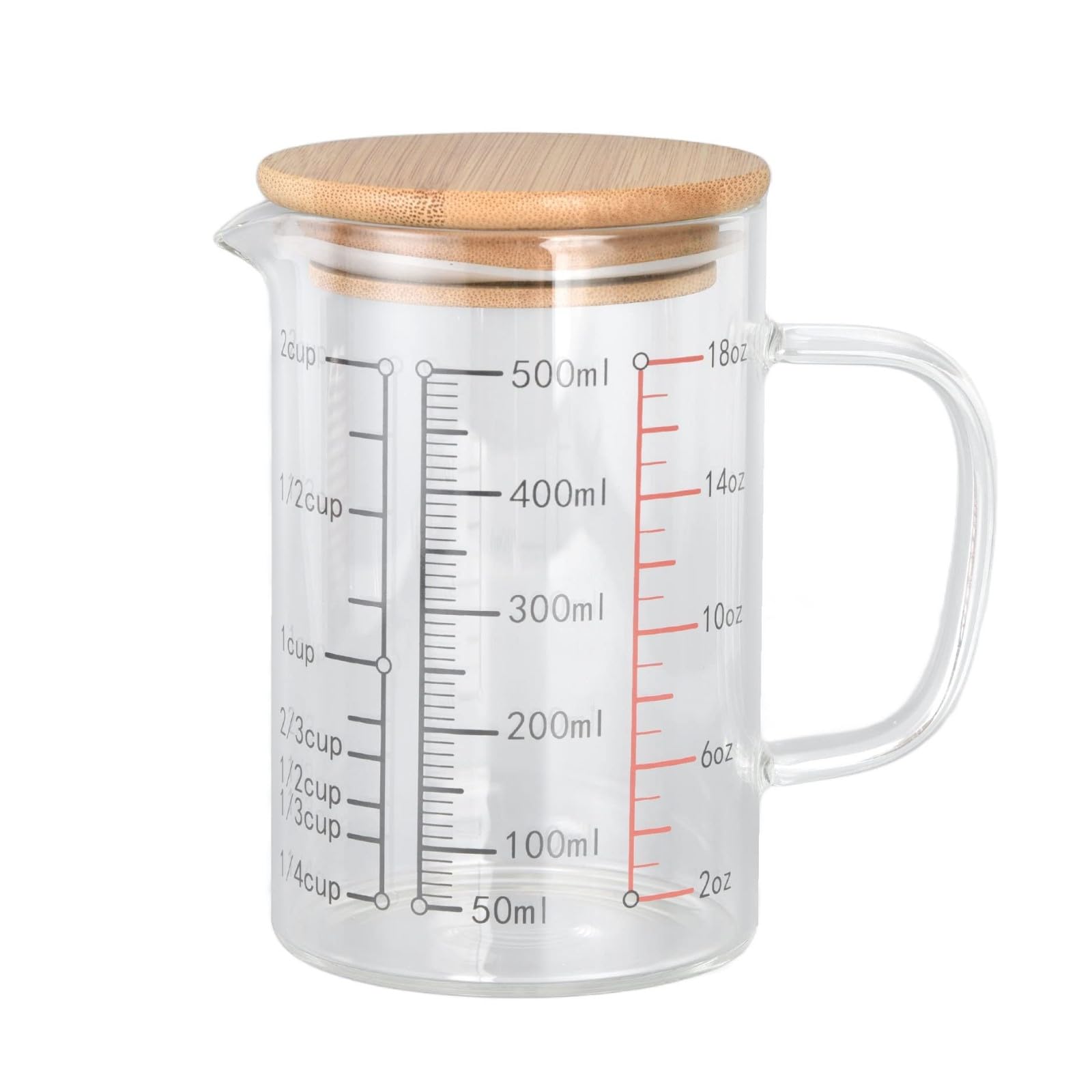 MOUMOUTEN Borosilicate Glass Measuring Cup with V-Shaped Nozzle and Clear Scale(500ML)