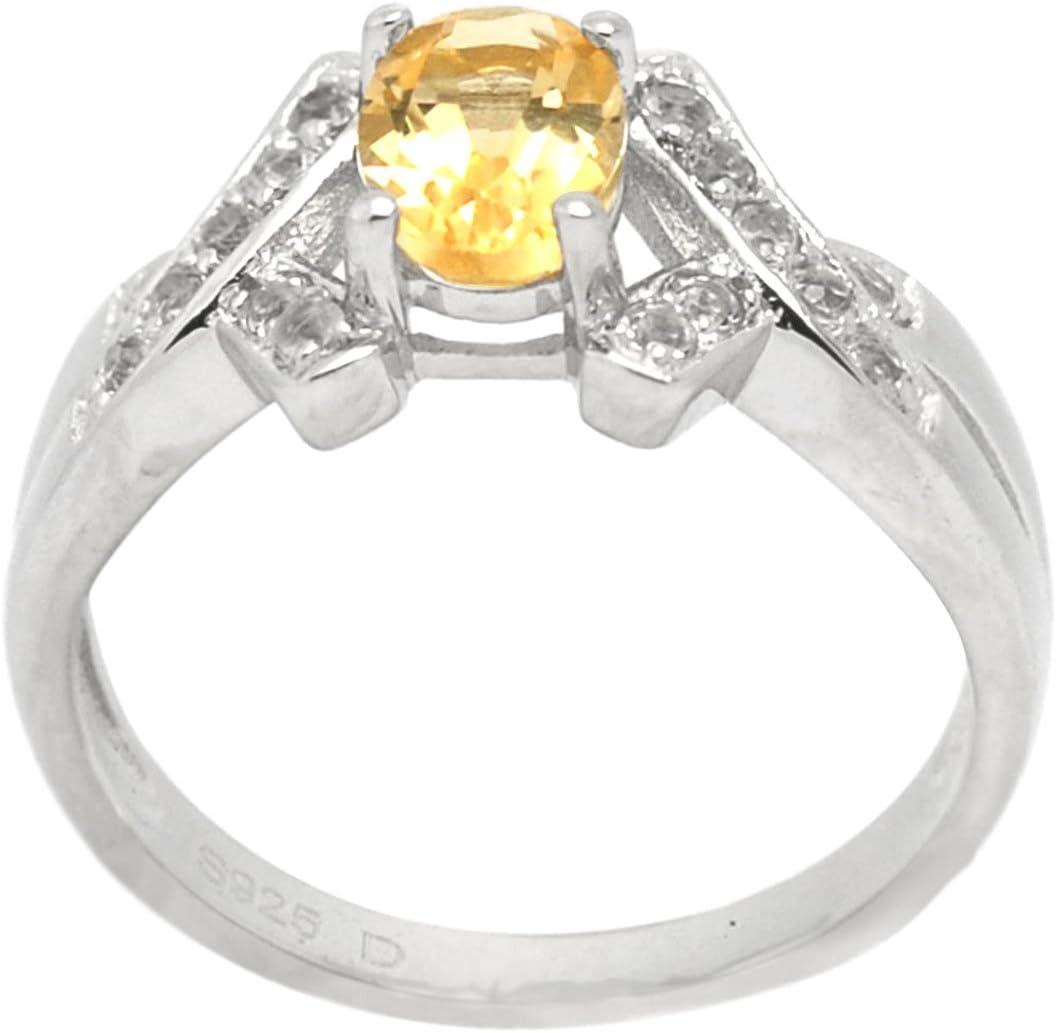 De Buman Genuine Citrine Sterling Silver Ring