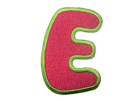 Buchstaben Aufnäher/Aufbügler pink - Komplettes Alphabet einzeln auswählbar, Alphabet/Buchstabe:Buchstabe E - 6.2x4.5cm