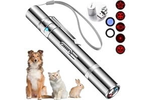 Cyahvtl Laser Pointer, Cat Toys for Indoor Cats, Kitten Dog Pen Toy, Red Dot LED Light Pointer Interactive Cats Dogs, USB Charging, 5 Switchable Patterns