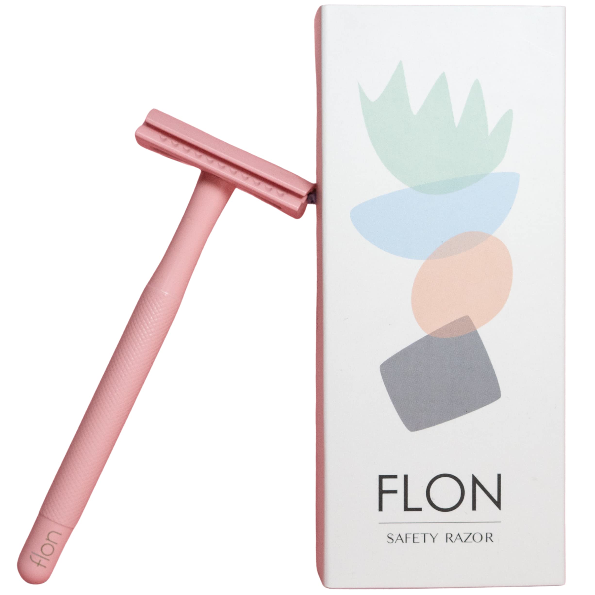 FLON® Single 2.0 Premium Long Double-Edged Safety Razor | Plastic Free Sustainable Gift UK (Pink)