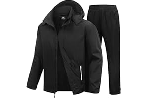 SWISSWELL Rain Suits for Men Waterproof Lightweight Windbreaker Jacket and Pants with Detachable Hood for Golf Hiking Travel