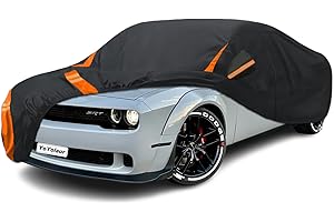 YoYolaur 10-Layer for Dodge Challenger Car Cover Waterproof All Weather for Automobiles, Outdoor Full Exterior Covers Soft Cotton Lining with Door Zipper, Fit for Dodge Challenger 2008-2025