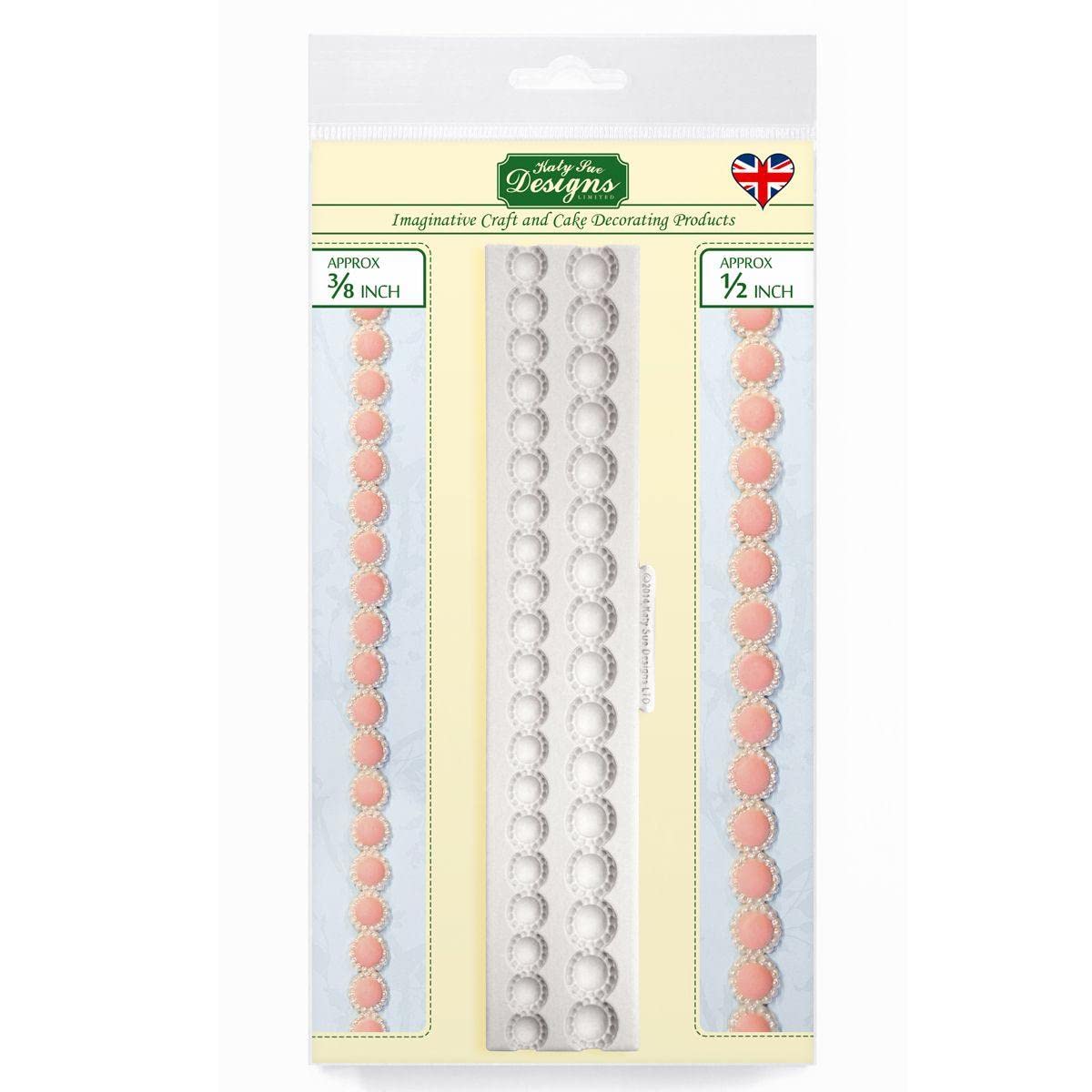 Katy Sue Beaded Pearl Borders Silicone Mould for Cake Decorating & Crafts - Makes 2 Different Sized Strings of Pearls