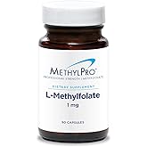 MethylPro L-Methylfolate 1 mg Flexible Dosing, 90 Capsules | Active Folate for Methylation Support and Biochemical Reactions, Highly Bioavailable and Hypoallergenic