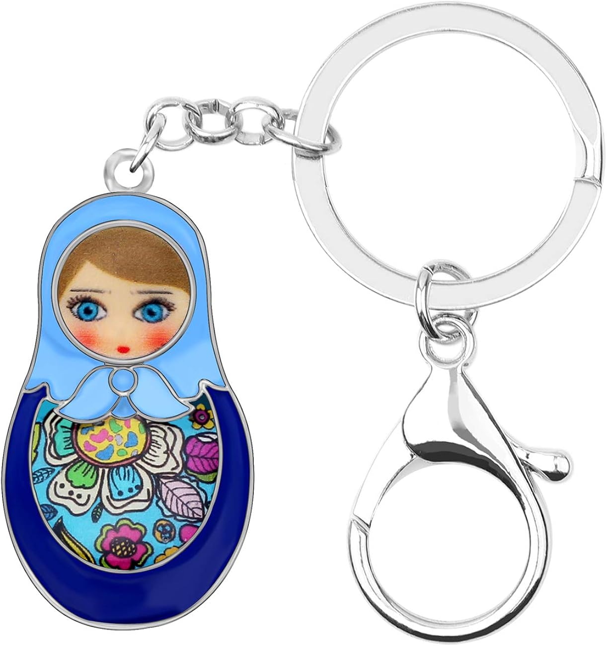 Floral Ethnic Matryoshka Russian Doll Keychain Keyring for Bag Belt