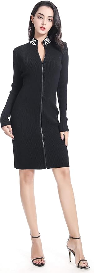 zipper sweater dress