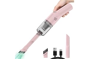 Auloea Portable Mini Car Vacuum Cleaner Pink, High Power Cordless(400g) Handheld Rechargeable Vacuum Cleaner for Desk V06