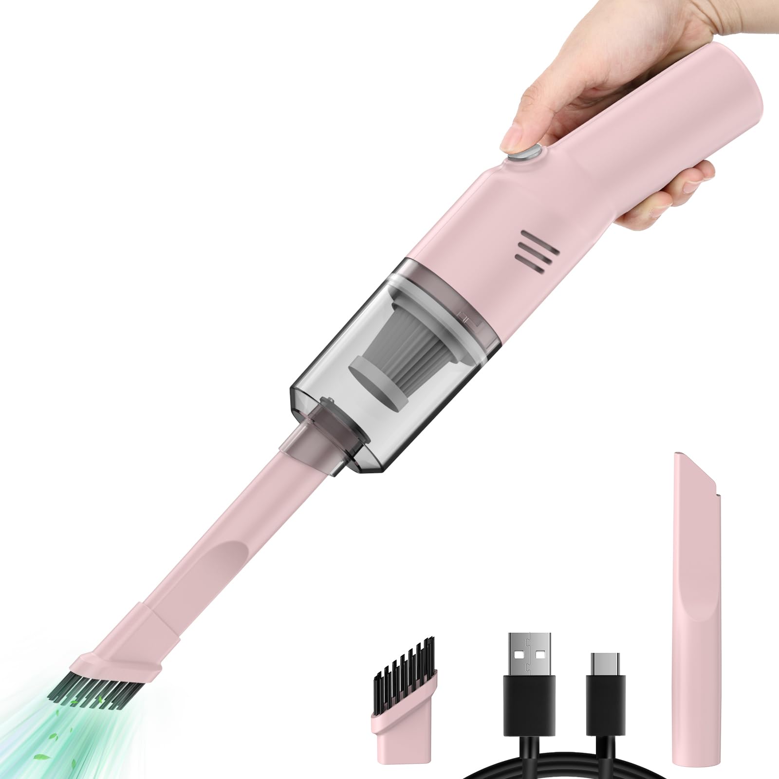 Photo 1 of Auloea Portable Mini Car Vacuum Cleaner Pink, High Power Cordless(400g) Handheld Rechargeable Vacuum Cleaner for Desk V06