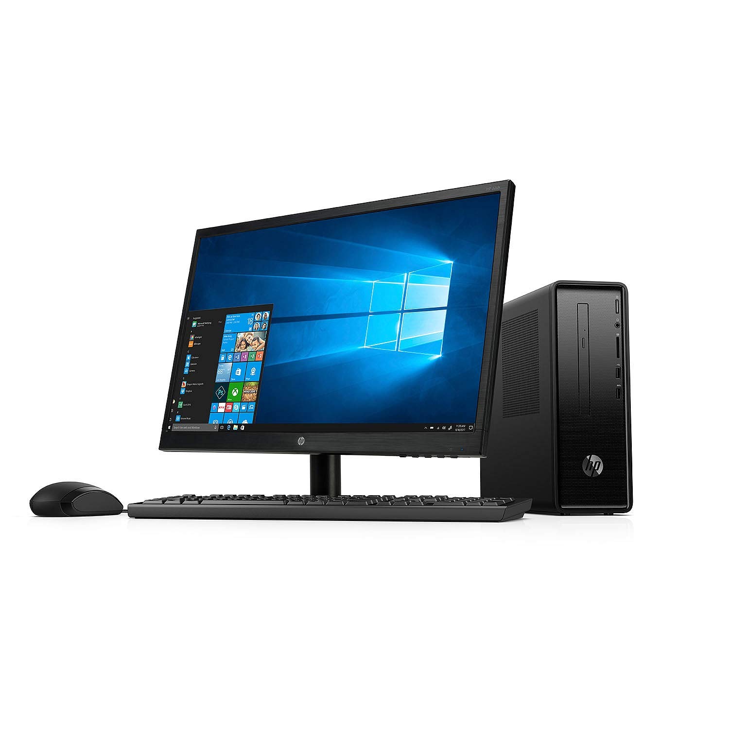 HP 22" Desktop Bundle, Intel Core i38100 Processor, 8GB Memory, 1TB HD