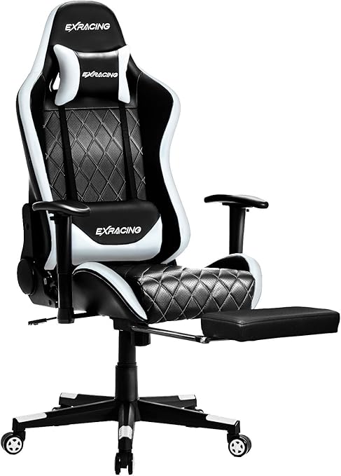 Amazon Co Jp 国内メーカー Exracing ゲーミングチェア オットマン付き 人間工学に基づいた3d設計 オフィスチェア デスクチェア 椅子 ゲーム用チェア イス パソコンチェア ハイバック 非再生ウレタン採用 ヘッドレスト ランバーサポート Puレザー 日本
