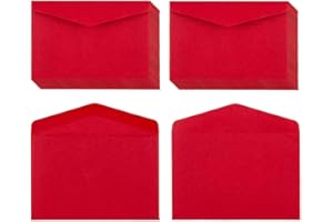 HOMTABLE 120 Pack Mini Envelopes Red Envelopes Small Self-Adhesive Kraft Paper Envelopes Tiny Pockets for Valentine's, Christmas, Holiday Small Gift Cards Invitations Business Notes(4.13"×2.76") (Red)