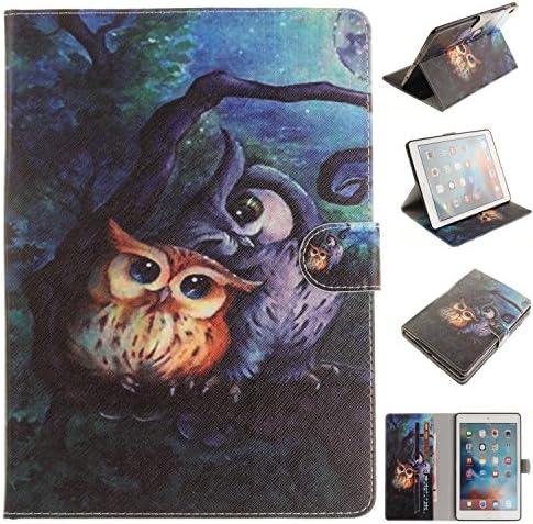 iPad Pro 9.7 Case, Luckycheng Ultra Slim Lightweight Folio PU Leather Case Cover for Apple iPad Pro 9.7 (2016) (oil painting owl)