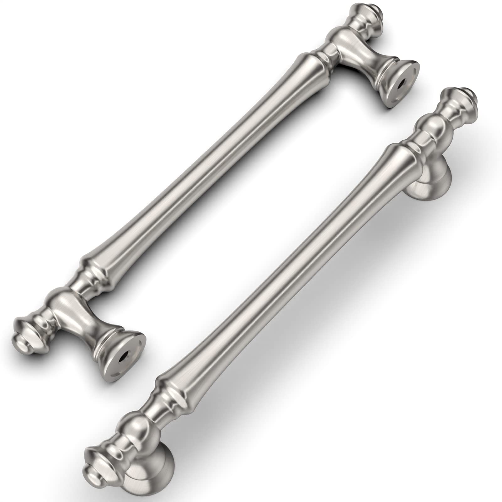 Amerdeco 10 Pack Brushed Satin Nickel Cabinet Pulls 128mm Hole Center Cabinet Hardware Kitchen Cabinet Handles for Bathroom Drawer Pulls Dresser Pulls UK0017