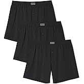 Separatec Combed Cotton Boxers for Men Soft Cooling Boxer Shorts Loose Breathable Knit Mens Underwear with Button Fly 3 Pack