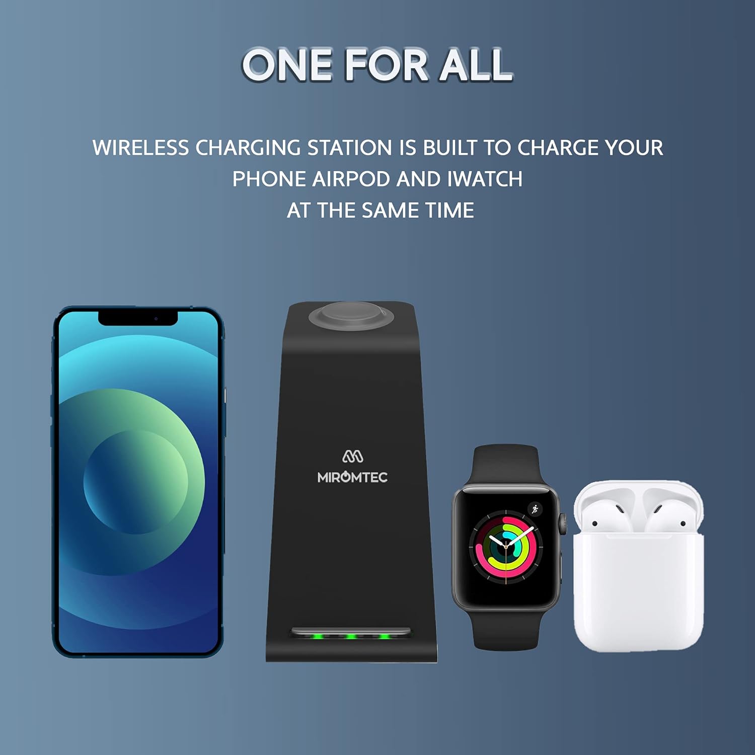 3 in 1 Wireless Charging Station for Multiple Devices - Qi Certified Charger Dock - Compatible with Apple Watch Charger 6,5,4,3,2 & AirPods Pro, iPhone 12 11 Pro Max Xs X Xr 8 (with QC 3.0 Adapter): Electronics