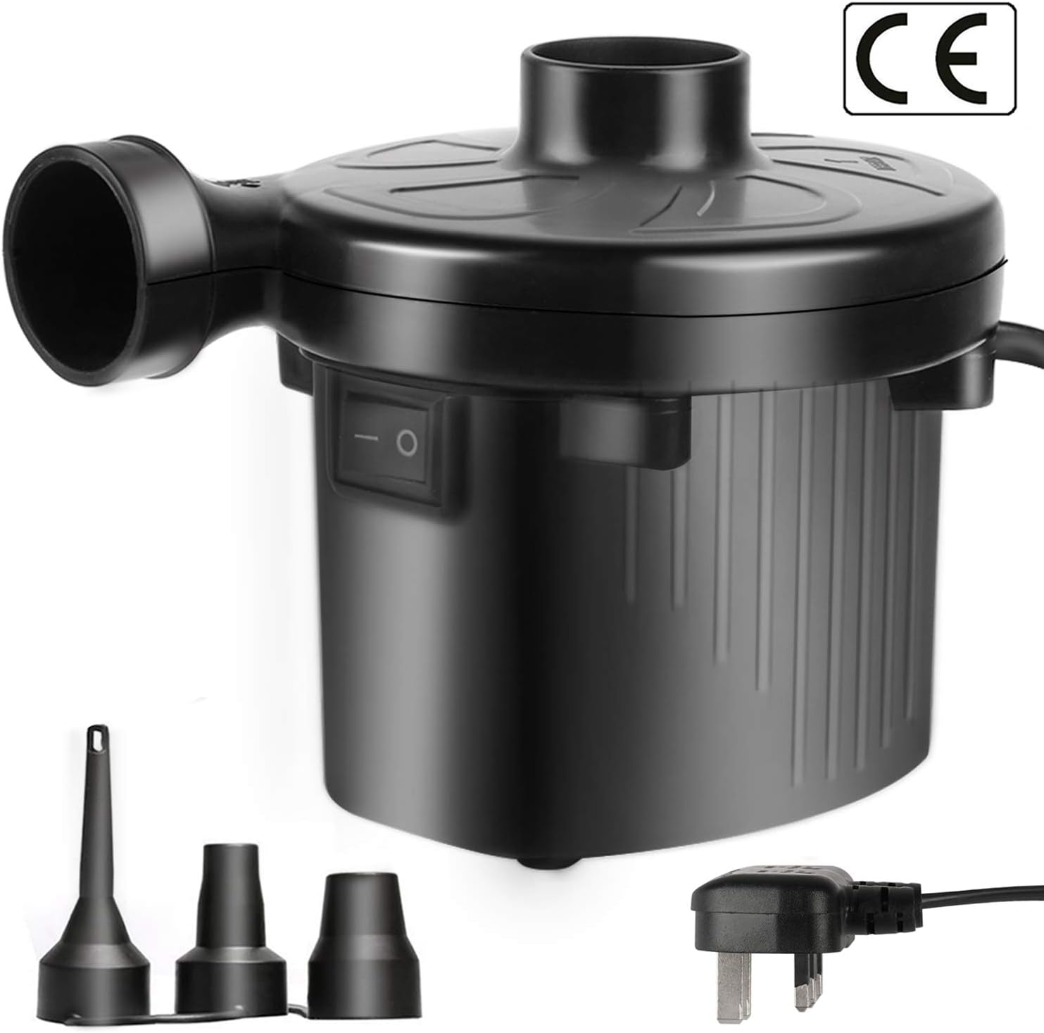 ONBET Quick-Fill Electric Pump for Inflatables Airbed Mattress Paddling Pools Toys AC220-240V/130W Black