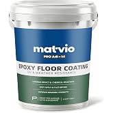 matvio Two-Part Epoxy Floor Coating | 0.53 Gal | 1:1 Mix Ratio | Low VOC, Garage &amp; Basement Floor Paint | Anti-Slip, Chemical Resistant, 4H Hardness | Self-Leveling High-Gloss Finish for 135 Sq.Ft Per Coat