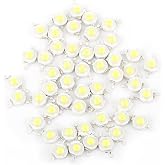 Moofey 50pcs 1W High Power LED Chip, SMD COB Micro LED Light Beads, 6000-6500K Diode Bulb Beads for DIY Floodlight, Spotlight, Lighting