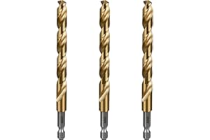 SALI Cobalt Drill Bit Set 3 Pack 3/8 Inch High Speed Steel Jobber Drill Bits with 1/4" Hex Shank for Quick Chucks Twist Drill
