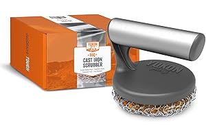 Yukon Glory™ Cast Iron Skillet Cleaner The Cast Iron Scrubber and Grill Brush - Perfect for Cleaning Cast Iron Cookware - Grills and Griddles - Built with Welded Stainless Steel Rings