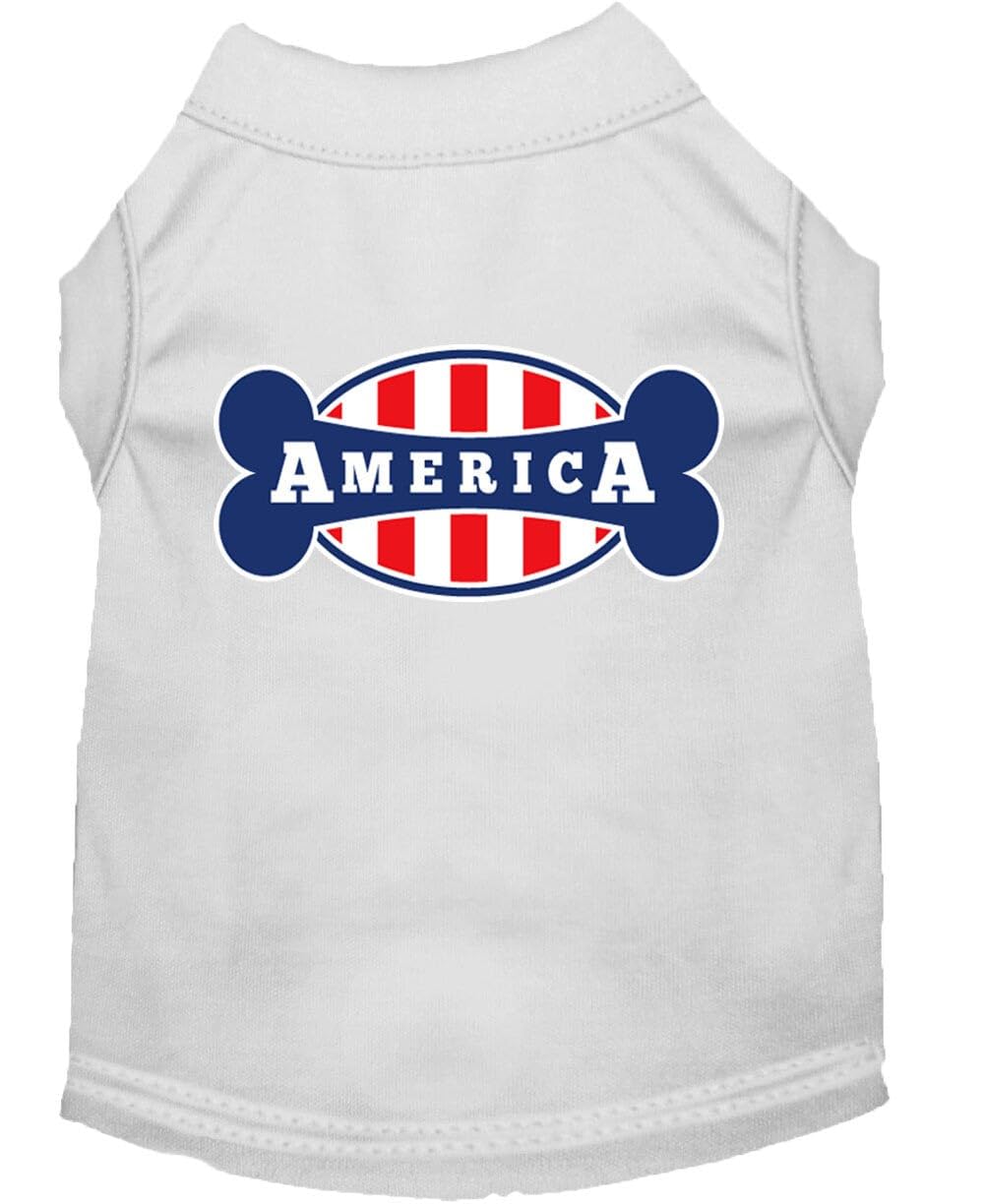 Mirage Bonely in America Screen Print Dog Shirt, XXX-Large, White