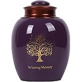 Medium Urn for Human Ashes - Tree o Life Handicrafted Cremation Urn - Small Urn Made of Ceramic - Hold 65 Cubic inches Human or Pet Ashes